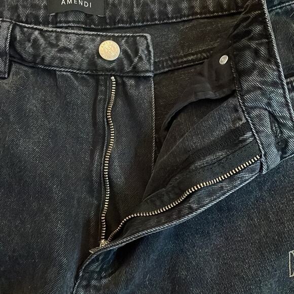 Amendi Jeans Black Logo High Waist Denim Size 32x32 New Retails $285 - Picture 6 of 11